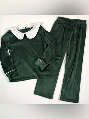 ABBY & EVIE Girls Velour Set 5 Peter Pan Collar Preppy Holiday Christmas Classic